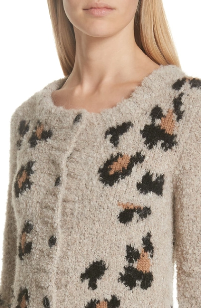 Shop Smythe Hand Knit Intarsia Granny Cardigan In Leopard