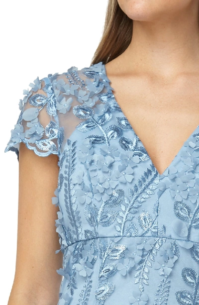 Shop Carmen Marc Valvo Infusion Petals Embellished Gown In French Blue