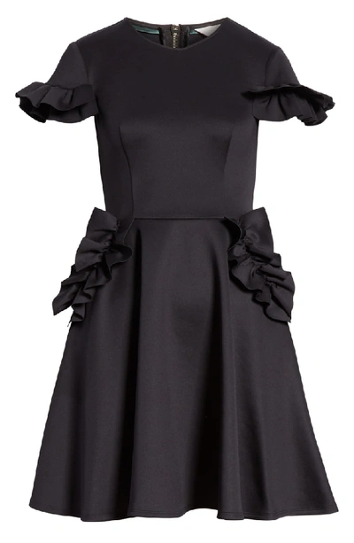 Shop Ted Baker Luuciee Ruffle Skater Dress In Black