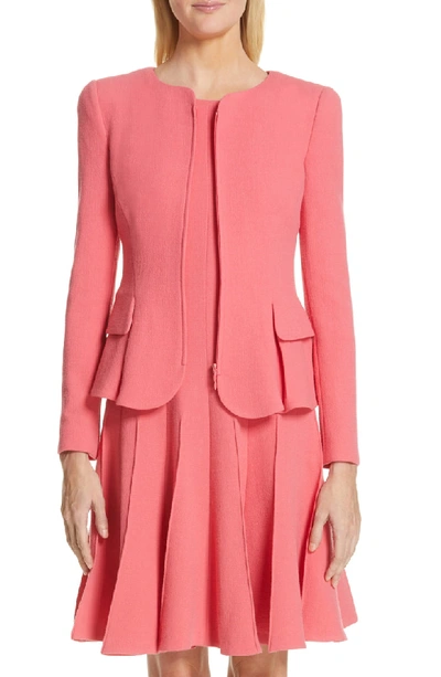 Shop Emporio Armani Wool Crepe Peplum Jacket In Strawberry