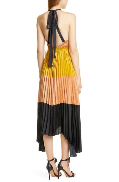 Shop Ulla Johnson Gisella Colorblock Pleated Maxi Dress In Marigold
