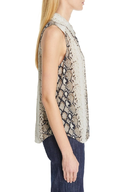 Shop Joie Branka Snakeskin Print Sleeveless Blouse In Porcelain