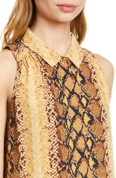 Shop Joie Branka Snakeskin Print Sleeveless Blouse In Fading Sun