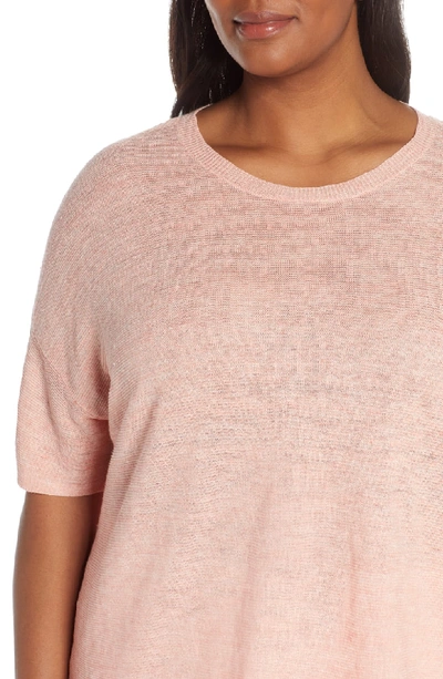 Shop Eileen Fisher Organic Linen Short Sleeve Sweater In Peach