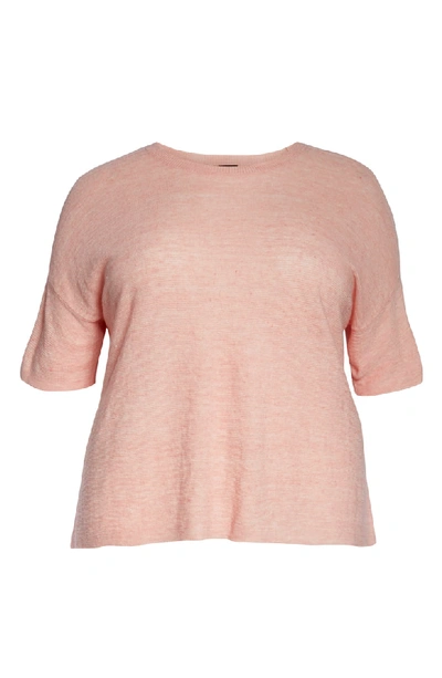 Shop Eileen Fisher Organic Linen Short Sleeve Sweater In Peach