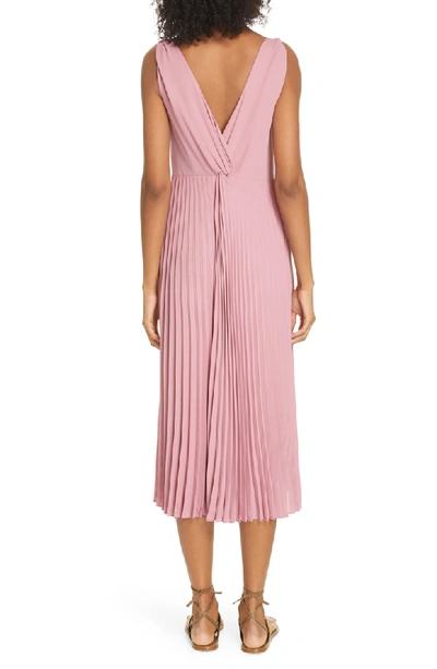 Shop Vince Twist Front Pleated Midi Dress In Baies