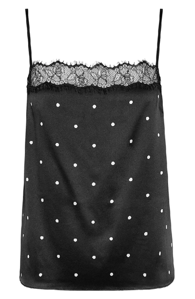 Shop Anine Bing Monroe Lace Trim Silk Camisole In Black
