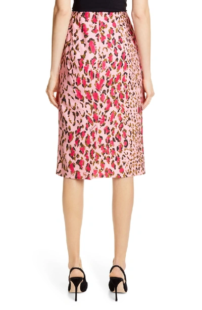 Shop Carolina Herrera Leopard Print Pencil Skirt In Shell Pink Multi