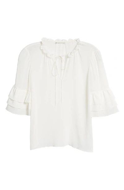Shop Alice And Olivia Julius Tier Sleeve Silk Tunic In Off White