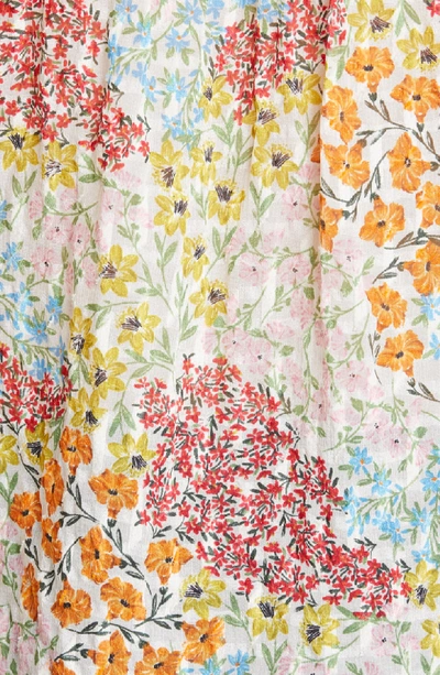 Shop Rebecca Taylor Ava Floral Ruffle Detail Silk & Cotton Top In Multi Combo
