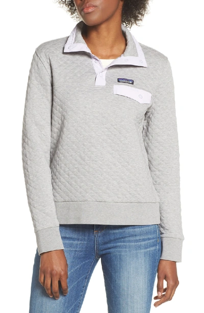 Shop Patagonia Snap-t Quilted Pullover In Grey W/ Pipe Purp