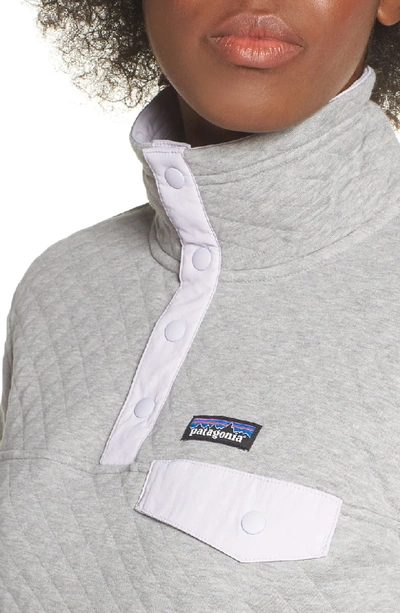 Shop Patagonia Snap-t Quilted Pullover In Grey W/ Pipe Purp