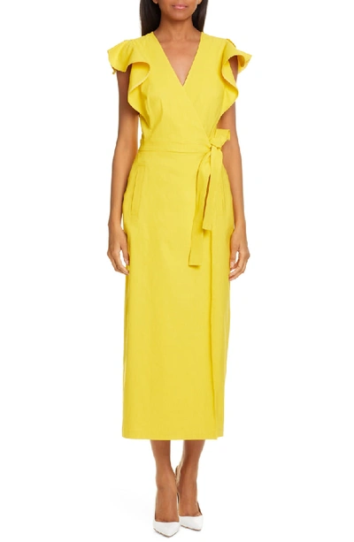 Shop A.l.c Walker Midi Wrap Dress In Yellow