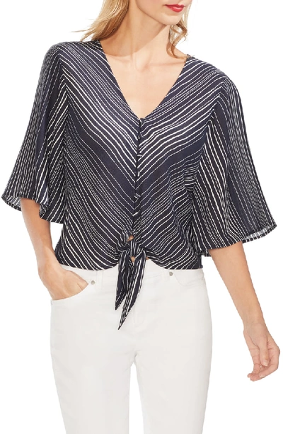 Shop Vince Camuto Delicate Strands Bell Sleeve Blouse In Classic Navy