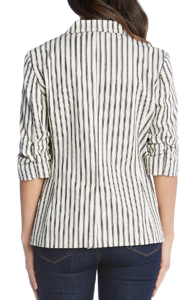 Karen Kane Ruched Sleeve Blazer In Stripe