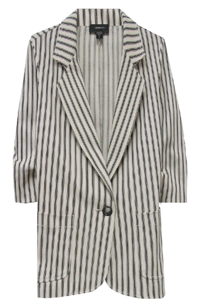 Karen Kane Ruched Sleeve Blazer In Stripe