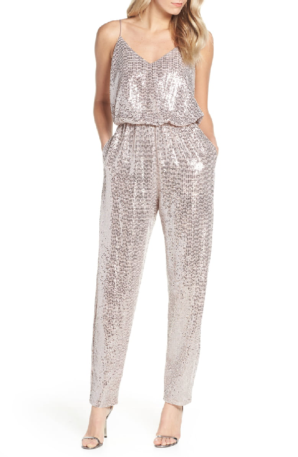 champagne sequin jumpsuit