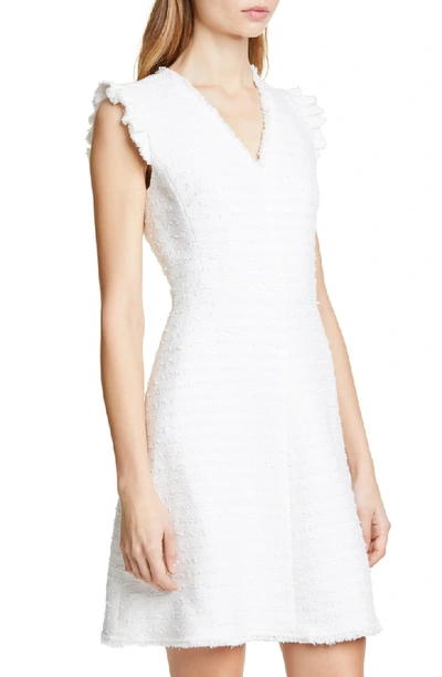 Shop Rebecca Taylor Tweed Stripe Sleeveless Fit & Flare Dress In Snow