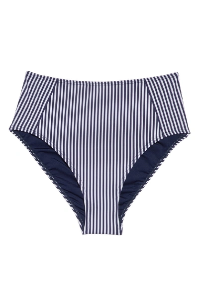 Shop Mei L'ange Ariana Bikini Bottoms In Blue Pin-stripe