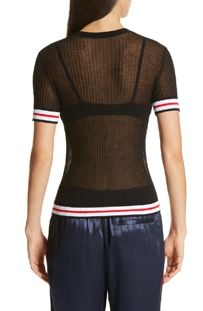 Shop Rag & Bone Arctic Stripe Trim Ribbed Top In Black