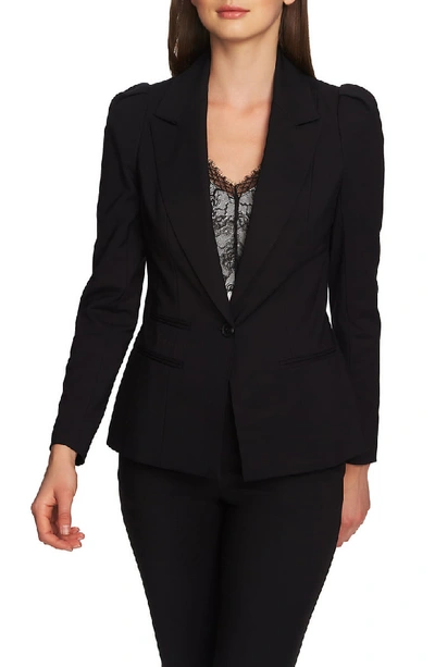 1.state Fitted Single-button Blazer In Rich Black
