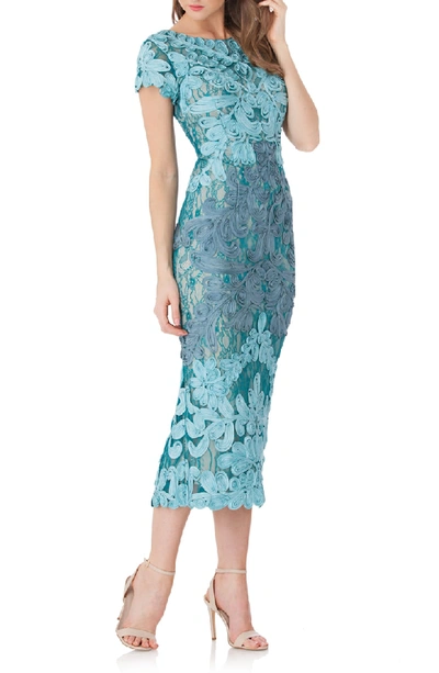 Shop Js Collections Soutache Lace Midi Dress In Azure/ Grey