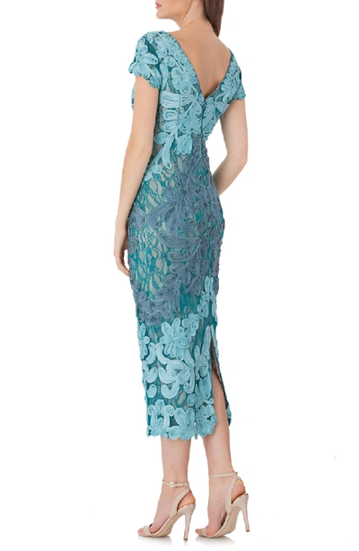 Shop Js Collections Soutache Lace Midi Dress In Azure/ Grey