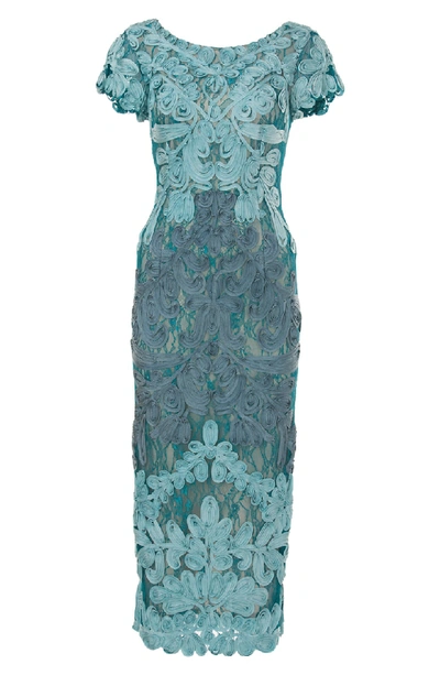 Shop Js Collections Soutache Lace Midi Dress In Azure/ Grey