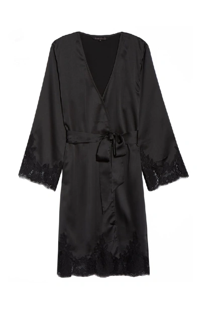 Shop Homebodii Olivia Short Robe In Black