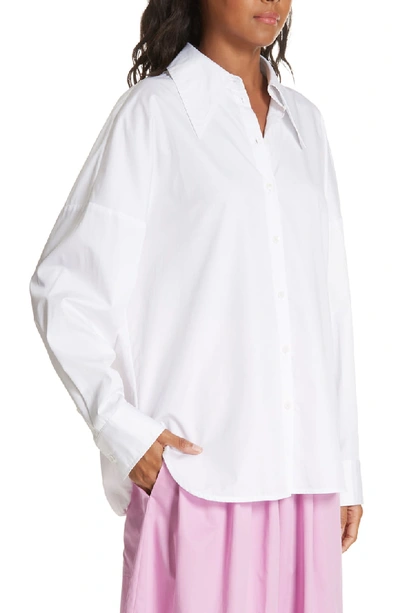 Shop Tibi Oversize Poplin Shirt In White
