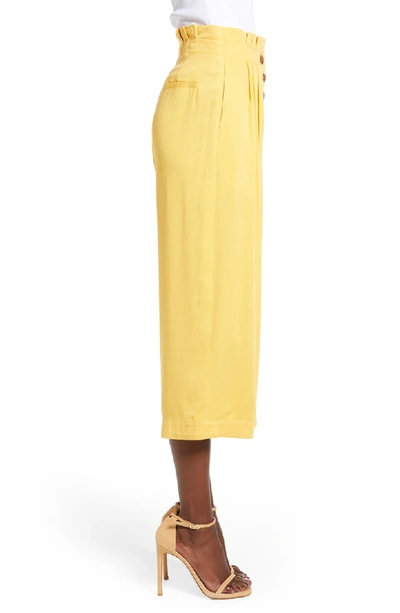 Shop English Factory Pleated Crop Trousers In Yellow
