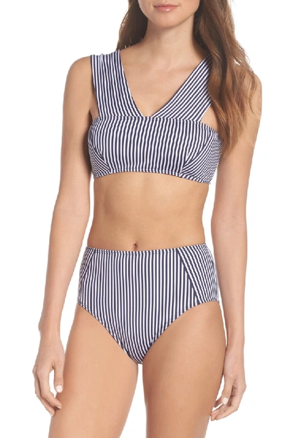 Shop Mei L'ange Emilie Bikini Top In Blue Pin-stripe