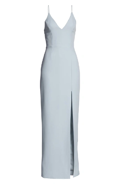 Shop Wayf The Maisle V-neck Scuba Crepe Evening Dress In Ocean Mist