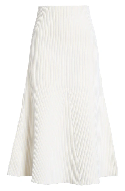 Shop Tibi Tech Ribbed Midi Skirt In Cream Multi
