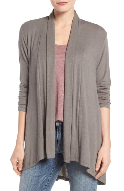 Shop Bobeau High/low Jersey Cardigan In Taupe