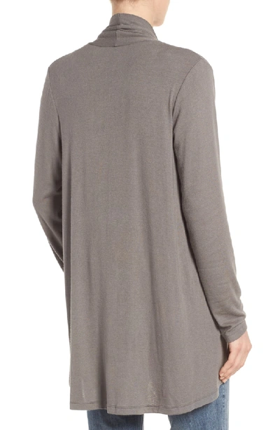 Shop Bobeau High/low Jersey Cardigan In Taupe