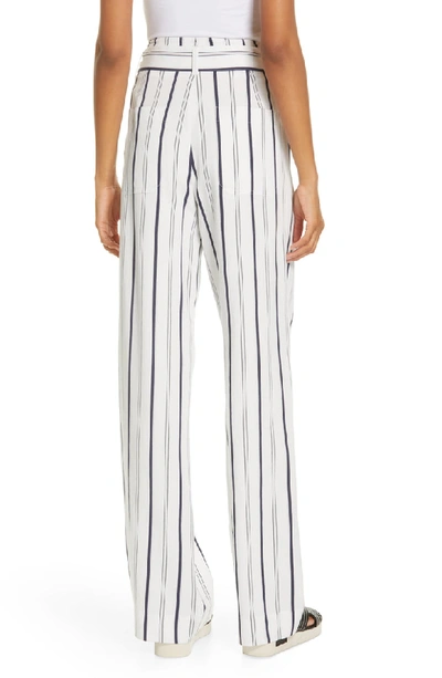 Shop Vince Belted Stripe Pants In Off White