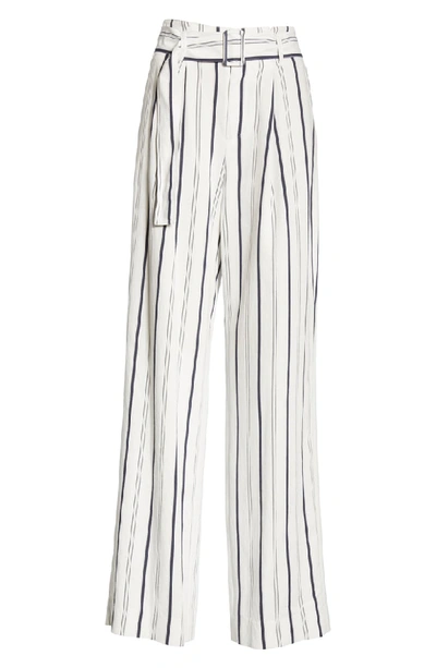 Shop Vince Belted Stripe Pants In Off White