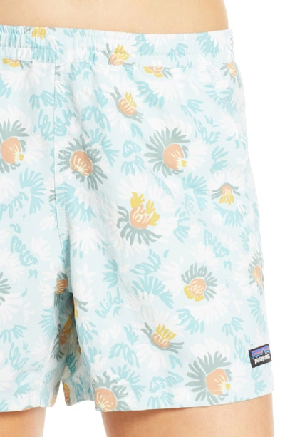 Shop Patagonia Baggies Water Repellent Shorts In Aurea Blooms/ Atoll Blue