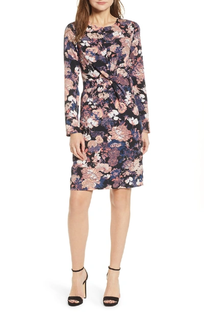 Shop Vero Moda Marlene Floral Drape Dress In Black Print