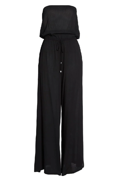 Shop Elan Strapless Cover-up Jumpsuit In Black