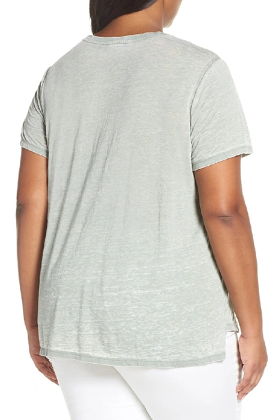 Shop Vince Camuto Scooped Burnout Tee In Burnout Sage