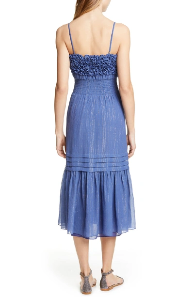 Shop Rebecca Taylor Metallic Cotton & Silk Sundress In Iris