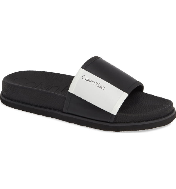 Calvin Klein Calvin Men's Mackee Slide Sandals Men's Shoes In Black |  ModeSens