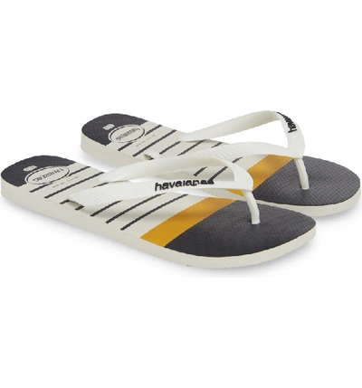 Shop Havaianas Top Nautical Flip Flop In White/ White