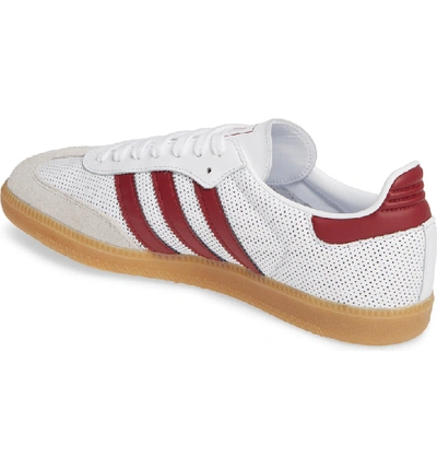 Adidas Originals Men's Samba Leather Low-top Sneakers In White/ Burgundy/  Grey | ModeSens