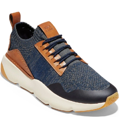 Shop Cole Haan Zerogrand All-day Trainer Sneaker In Marine Blue/ Tan Knit