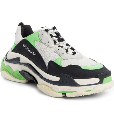 Shop Balenciaga Triple S Retro Sneaker In White/ Green