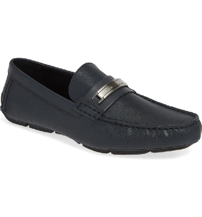 Shop Calvin Klein Kolton Driving Shoe In Dark Navy Leather