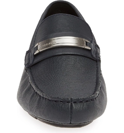 Shop Calvin Klein Kolton Driving Shoe In Dark Navy Leather